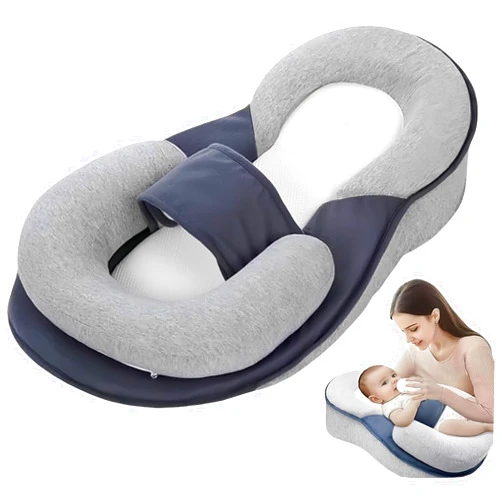 Oocpin Anti Overflow Wedge Support Cushion - Adjustable, Removable Top & Bottom, Ideal for Reducing Spit-Up & Tummy Time Use，Safety Strap