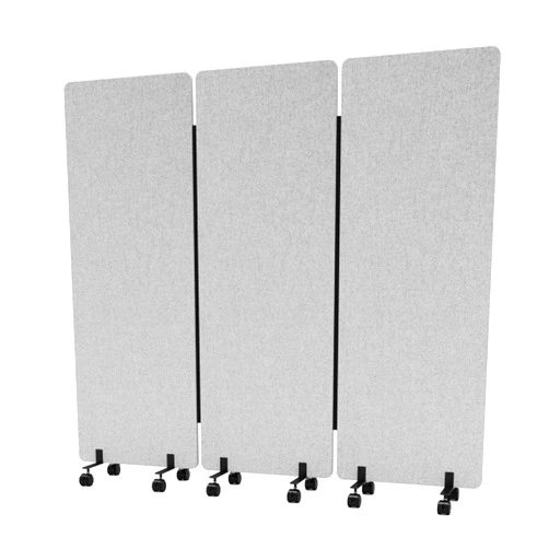 YASRKML Acoustic Room Divider w/Wheels, Office Wall Divider Sound Proof Dividers Partition Wall, Freestanding 3 Panel Cubicle Office Partitions, Portable Double-Panel Privacy Screen, Noise Reducing