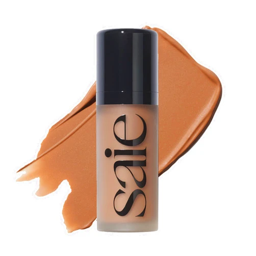 Saie Dew Bronze - Soft-Focus Liquid Bronzer + Liquid Contour - Enriched with Plant-Derived Glycerin to Effortlessly Blend + Deeply Nourish Skin - Sand (0.4 oz)