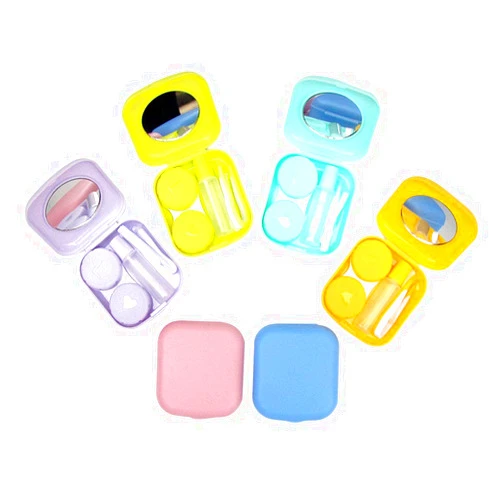 KISEER 6 Pack Colorful Contact Lens Case Travel Kit Contact Box Holder Soak Storage Container with Mirror Bottle Tweezers Stick Remover Tool