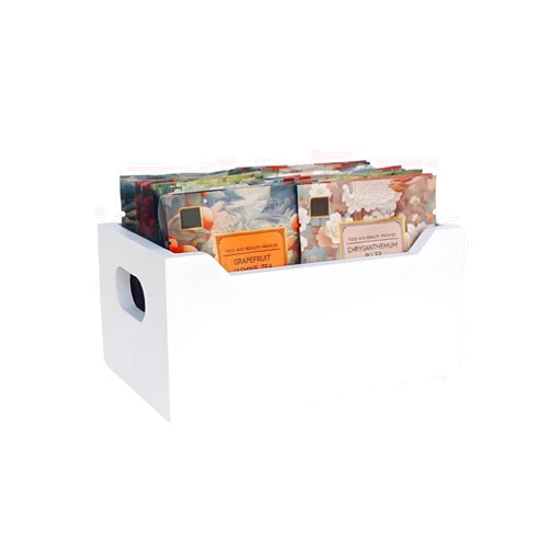 ElfBello Tea Bag Organizer, Small Tea Bag Holder, Tea Storage Box Caddy with Handle, Wood Tea Chest for Teabags-Sugar Packet-Drink Packets-Sweeteners, White