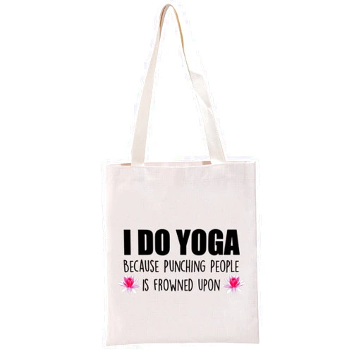 G2TUP Yoga Gift Yoga Lover Gift Yoga Instructor Makeup Bag I Do Yoga Because Punching People Is Frowned Upon Cosmetic Bag Yoga Teacher Thank You Gift