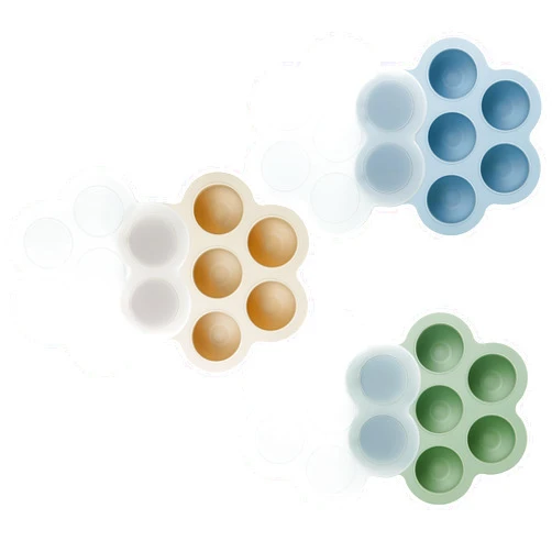 PandaEar 3 Pack Baby Food Freezer Tray with Lids, Silicone Baby Fruit Food Feeder Teether Tray, Baby Food Storage Container Ice Cube Tray Maker for Homemade Baby Food (Blue/Green/Carnation)