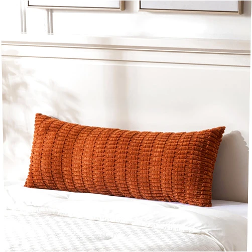Fancy Homi Rust Long Long Body Lumbar Decorative Throw Pillow Covers 14x36 Inch for Bed Couch Bedroom Bench, Soft Corduroy Rectangle Solid Pillow Case, Terracotta Rustic Farmhouse Boho Room Decor