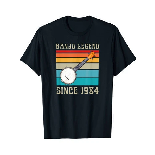 Banjo Birthday Party Supplies for Banjo Players Banjo Legend Since 1984 Retro 80s Style Birth Year Birthday T-Shirt