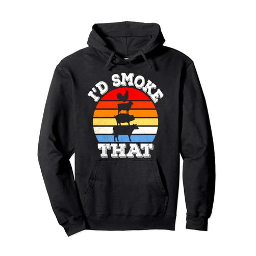 BBQ Grillen Räuchern Geschenke für Frauen Männer Funny Barbecue I'd Smoke That Grill BBQ Meat Smoking Pullover Hoodie