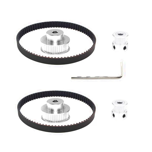 Befenybay 2Kit 2GT Synchronous Wheel Aluminum Timing Pulley with 2pcs Length 200mm Width 6mm Belt (20-48T-5B-6)