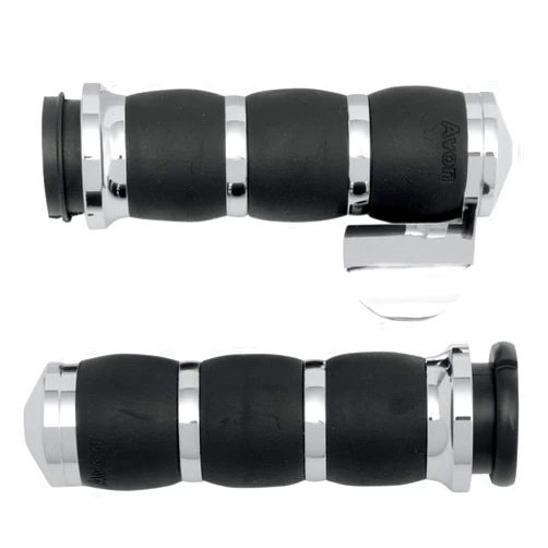 Avon Chrome Velvet Air Grips with Throttle Boss for 2008 & Newer TBW Harley Touring models - AIR-93-BOSS-FLY
