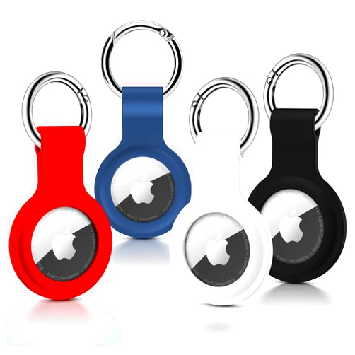 Pautas 4 Pack Airtag Holder, Ultra Light Silicone Case for Airtags, Protective Cover Compatible with AirTag GPS Item Finders with Anti-Lost Keychain for Bags, Keys, Dog Cat Collar, Luggage (4 Colors)