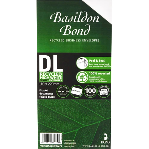 Basildon Bond Envelopes DL White wrapped Pk100