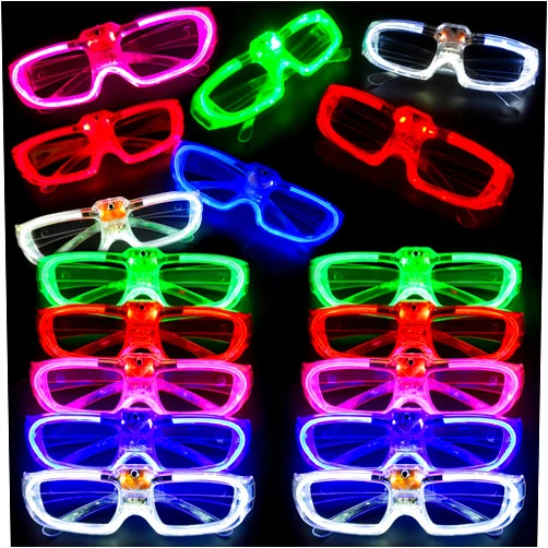 OceanWings 20 LED Glasses for Kids Adults Glow in The Dark Party Favor Supplies Light up Glasses Toys for Halloween Concert Glow Bulk fit Neon Glow Party Favors,Wedding,Disco Concert,Raves &Birthday Xmas