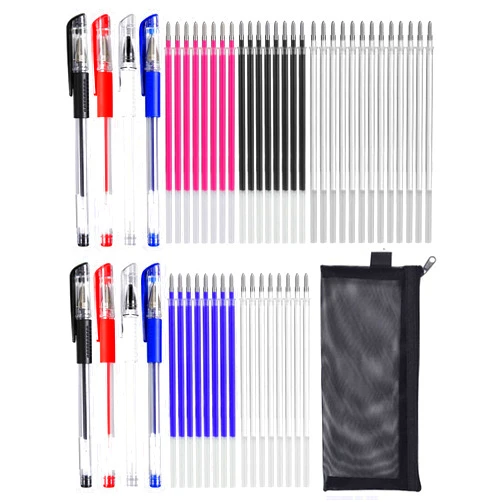 Sunioine 54 Pcs Heat Erasable Fabric Pens Set Includes 8 Pcs Heat Erasable Pens for Fabric with 45 Refills and Pen Bag, Fabric Markers for Leather PU Sewing Supplies, Dressmaking, Quilting Gifts (5 Colors)
