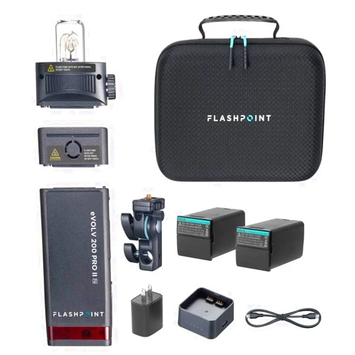 Flashpoint eVOLV 200 Pro II TTL Pocket Flash Kit with Extra Battery