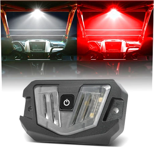 LTEODCHEW V-Pro UTV Dome Light Red and White with Swtich Roll Bar Cage Mount, 12V Wired LED Flood Beam Car Interior Courtesy Map Reading Lights for UTV SUV SxS Truck Golf Cart Boat IP67 Waterproof