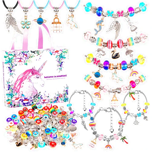 SUREHOME Jewelry Making Kit for Girls 8-12, 110 Pcs Charm Bracelet Making Kit DIY Toy Art and Crafts for Kids Ages 4-8 Birthday Christmas Gifts for Little Girls 5 6 7 9 10 11 Years Old Trendy Stuff