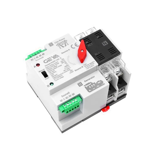 GAEYAELE Mini ATS Automatic Transfer Switch Dual Power Switch Din Rail Type (W2R 2P 100A AC220V)