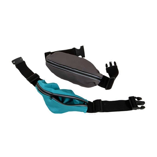 EvriFit Hip Pack, Adjustable No-Bounce Hydration Belt for Men and Women, Running Fanny Pack with Secure Zipper Pocket, Teal and Gray