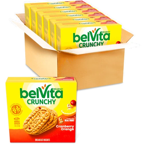 belVita Breakfast Bars Biscuits, Cranberry Orange, 30 Total Packs, 6 Boxes (4 Biscuits Per Pack)