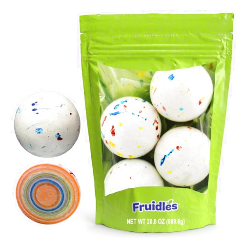 Fruidles JUMBO Psychedelic Jawbreaker with Candy in Center, Boulders Speckled Candy, The Big Bruiser Jawbreaker, Kosher Certified, 2 1/4