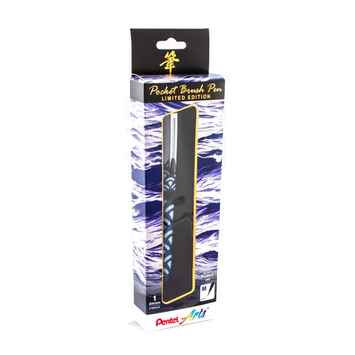 Pentel Arts Limited Edition Pocket Brush, Inking Brush Pen, Indigo Wrap (GFKP3F3BPA)