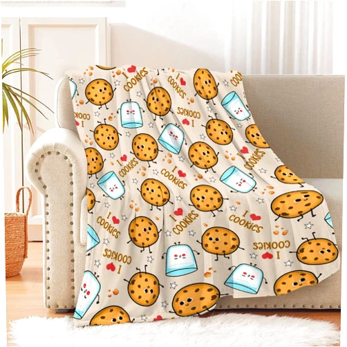 Sumedha Cute Cookies Crackers Blanket, Cookies and Milk Blanket Gift for Boy Girl Kids Throw Warm Cozy Soft Plush Lightweight Bedding 40