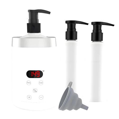 JOSBES Massage Lotion Warmer Professional Electric Lotion Digital Heater for SPA, Compact Oil Warmer Heated Bottle for Beauty Salon Home,Automatic Thermostat Cream Heater wiht Two Oil Dispenser Bottle Funnel