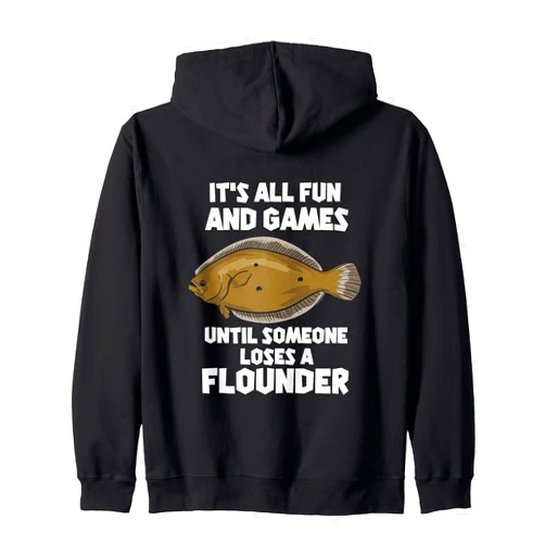 Summer Flounder Fishing Lover Clothing & Co. Fluke Fishing Design For Fisherman - Loses A Flounder Zip Hoodie