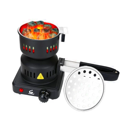 ASANMA Multipurpose Charcoal Starter - Coal Burner Hot Plate Electric Stove Coconut Starter with Stainless Detachable Tongs, 4.9Ft Longer Cords, 600W Faster Heating for BBQ Kitchen etc.