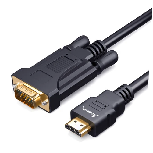 AURUM CABLES HDMI to VGA Cable for Monitor 6 Feet, Gold Plated Male to Male 1080P Compatible with PC, Computer, Laptop, Desktop, HDTV, Projector, Roku, Xbox, Pi, Raspberry, and More, Black