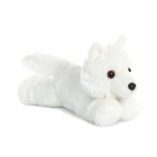 Aurora® Adorable Mini Flopsie™ White Wolf Stuffed Animal - Playful Ease - Timeless Companions - White 8 Inches