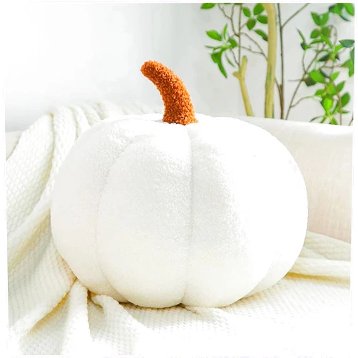 BGHN Plush Pumpkin Throw Pillows Soft Decorative Pillow Cute 3D Pumpkin Shaped Fleece Cushion for Sofa Chair Modern Household Decor White,7.87 inches , Small-7.87 inches
