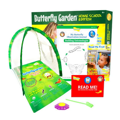 Insect Lore Butterfly Garden with Prepaid Voucher to Redeem Caterpillars Later | Ultra-Clear Dome Habitat | Butterfly Raising Kit | Raise 5 Painted Lady Butterflies Prepaid Voucher