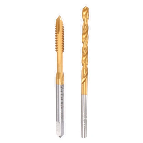 uxcell M4 x 0.7 Spiral Point Thread Tap and 3.3mm Twist Drill Bit Set, Metric Titanium Plated 6542 High Speed Steel Machine Screw Thread Tap Threading Tool