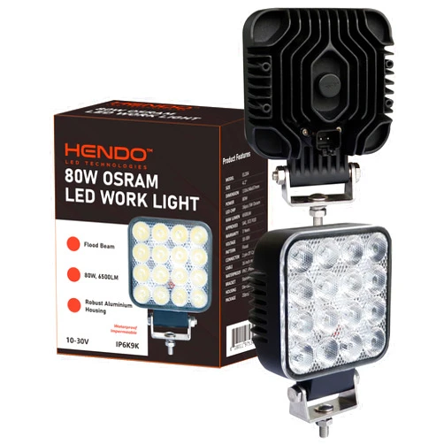 HENDO Outdoor Construction Lights - 80W Work Light with Premium LED Chips - Fog Light for Tractors & Construction Equipment - Resilient to Dust & Water - Hendo 4.2 Inch LED Backup Lights for Trucks, EL204