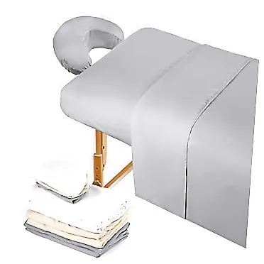 Kinlop 3 Pack Microfiber Massage Table Sheet Set of 3 Pcs 3 Colors Flat Massage Table Cover Light Soft Massage Fitted Sheet Massage Face Rest Cover for Beauty Salon Spa (Light Gray, Beige, White)