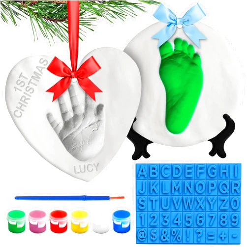 Casting Keepsakes Luna Bean Baby Hand & Footprint Kit - New Mom Gifts, Baby Keepsake Ornament, Registry Gifts for New Parents, Newborn Babies Shower Handprint Casting Clay Molding, Boy & Girl Plaster Print Making Set