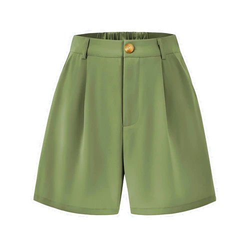 KIRUNDO Shorts for Women Dressy Casual Summer Elastic Waist in The Back Pleated Wide Leg Tailored Work Trouser Shorts