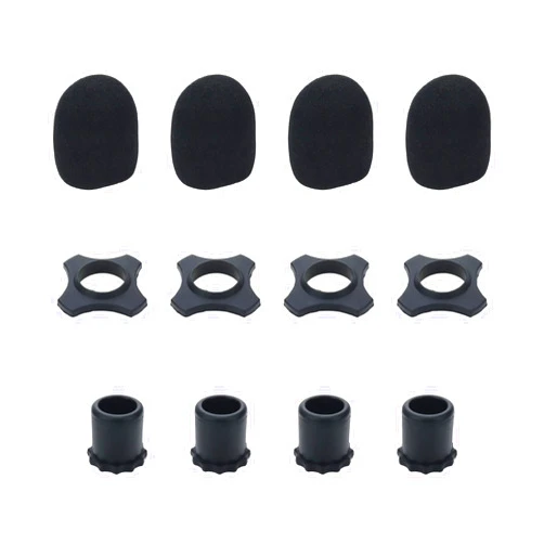 Tsnamay 4Sets Microphone Windscreens Protection with Rings with Wireless Microphone Brackets (12Pcs) Black