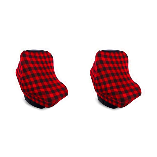 Hudson Baby Unisex Baby Multi-use Car Seat Canopy, Buffalo Plaid, One Size (Pack of 2)