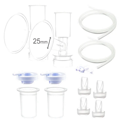 Maymom Pump Parts Compatible with Ameda Purely Yours Pumps MYA Joy; Incl. Silicone Membrane, Duckbill, Tubing, Flange; Replaces Ameda Spare Parts Kit (Flange 25 mm)