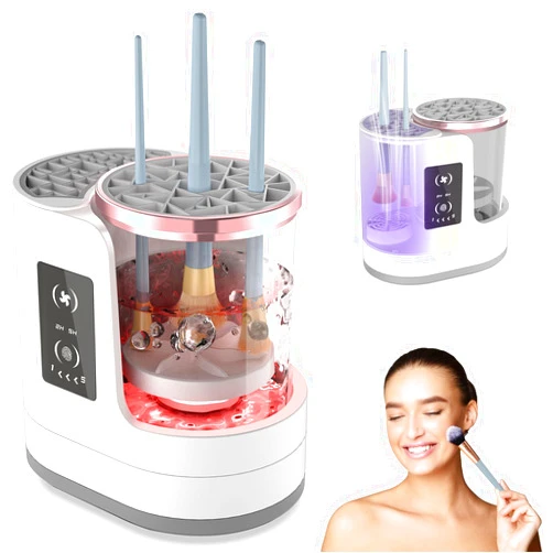 ALGSOTHLY Electric Makeup Brush Cleaner, Automatic 3 in-1 Makeup Brush Dryer & Washer & Holder Combined, Portable Cosmetic Brush Cleaner Dryer Tool for All Size Makeup Brushes