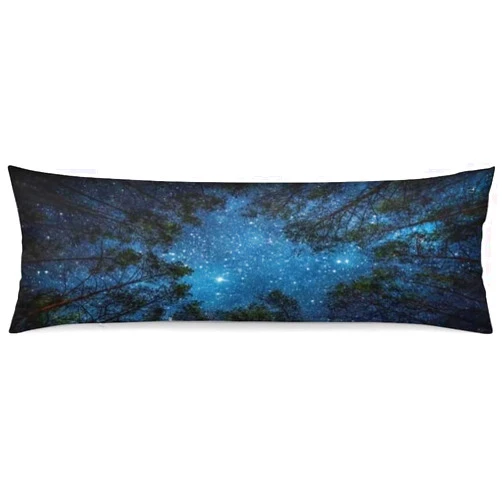KENADVI Galaxy Body Pillow Cover,Milky Way and Tree Forest with Starry,Night Sky Long Pillow Case Protector with Zipper Decorative Pillowcase Soft Large Pillow Cases Covers for Bed,Couch 20