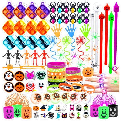 Raymall Halloween Party Favors For Kids, 206pcs Halloween Treats Non Candy, Trick Or Treat Toys Assorted, Classroom Prizes Rewards, Assortment Gifts Bulk Toys For Treat Bags Fillers