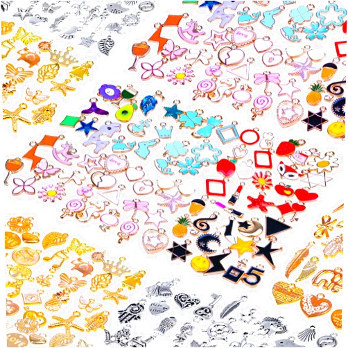Mckanti 150PCS Bracelet Charms, Silver Bracelet Gold Plated Enamel Charms Pendants for Necklace Bracelet Jewelry Making and Crafting.