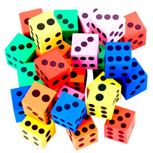 Kicko | Foam Dice Set - 6 Assorted Large Sided Dice - Colorful Big Square Blocks - Ideal Gift for Children - Math Educational Toys - Suitable Pastime Toy, Party Favors, and Party Supplies (24 Pack)