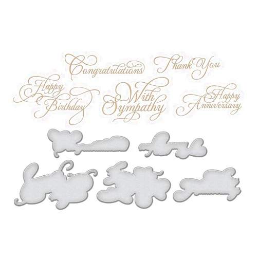 Spellbinders Elegant Occasion Sentiments by Becca Feeken Glimmer Hot Foil Plate, Metal Original Version