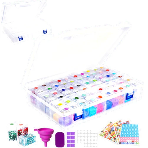 Willinglong Diamond Painting Storage Containers with 60 Grids Bead Organizer Diamond Painting Accessories Diamond Art Paintings Tools Clear Plastic Storage Box for DIY Diamond Craft Jewelry Bead