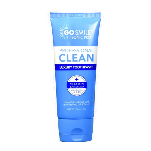 GO SMILE Professional Clean Luxury Whitening Toothpaste, large 3.4oz tube, Enriched with Vitamins A, C & E, Mint Flavor eliminates bad breath, Removes Stains, Dentist Recommended, Made in the USA