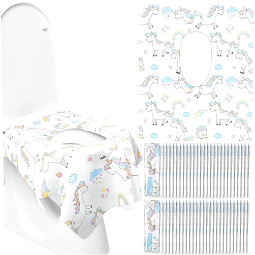 Crtiin 100 Pcs Toilet Seat Covers Disposable for Kids Toddler Extra Large Paper Potty Seat Cover Individually Wrapped Portable Toilet Training Liners for Travel Toilet Seat Covers Public Restrooms (Unicorn)