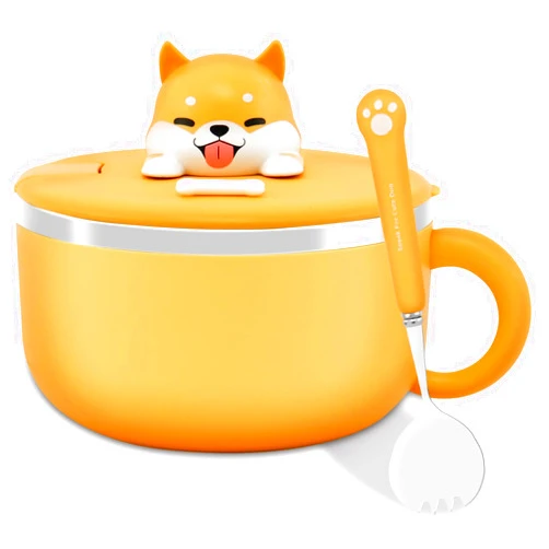 Hnvdkln Cute Dog Ramen Bowl with Lid and Spoon, 304 Stainless Steel Instant Ramen Noodle Bowl with Handles, Heat Resistan Noodle Bowl for Udon noodles, spaghetti, Zhajiang Noodles Microwave Safe